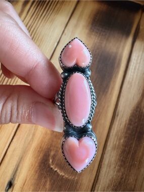 Native American Pink Conch Crawler Ring